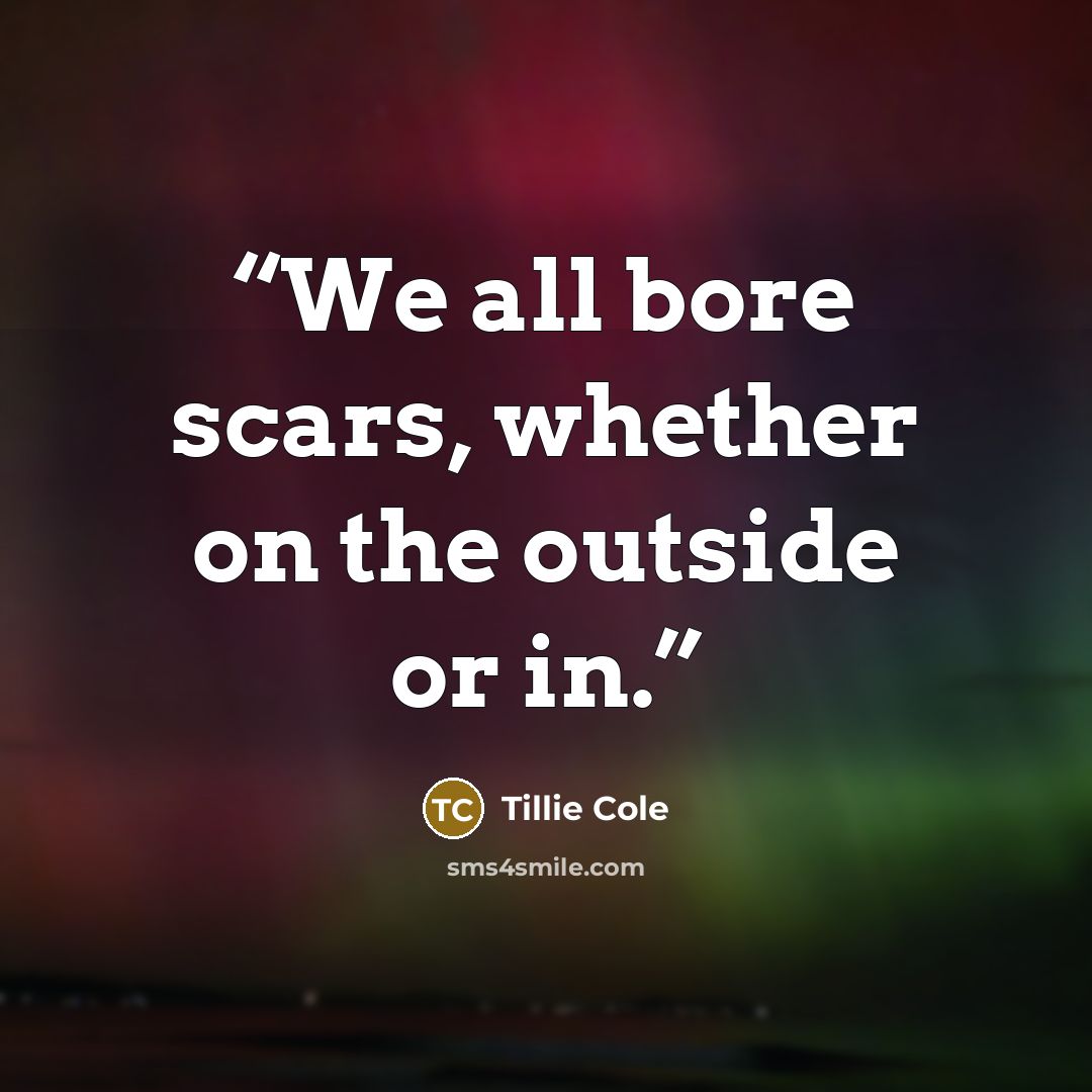 “We all bore scars, whether on the outside or in.” quote by Tillie Cole