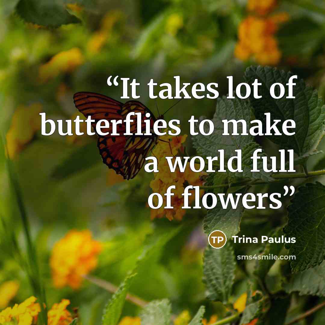 “It takes lot of butterflies to make a world full of flowers” quote by Trina Paulus