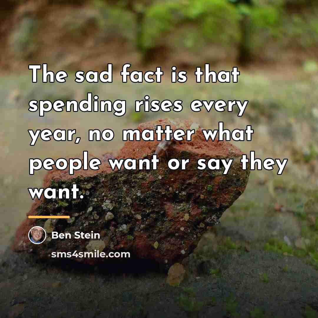 “The sad fact is that spending rises every year, no…” quote by Ben Stein