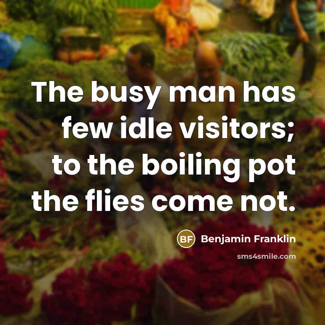 “The busy man has few idle visitors; to the boiling…” quote by Benjamin Franklin
