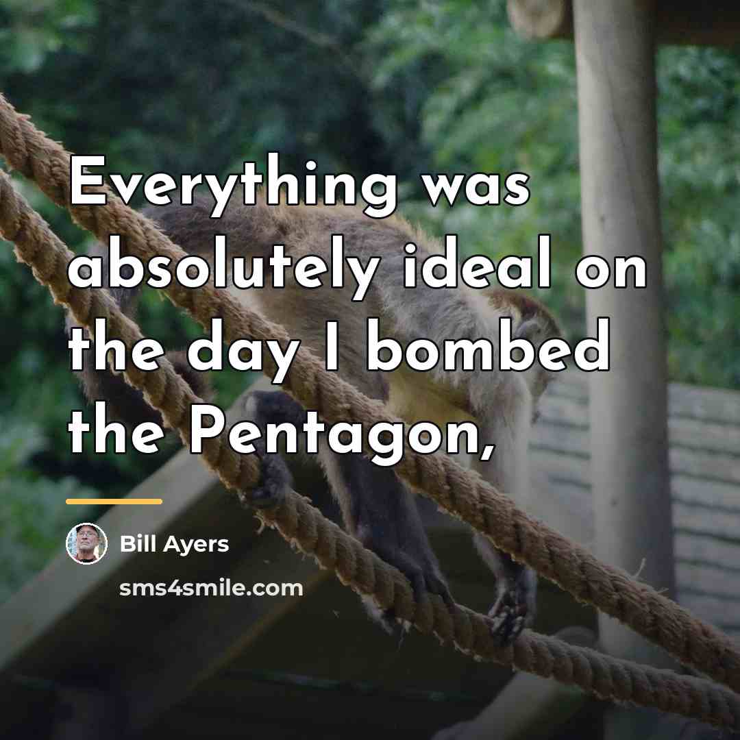 “Everything was absolutely ideal on the day I bombed the…” quote by Bill Ayers