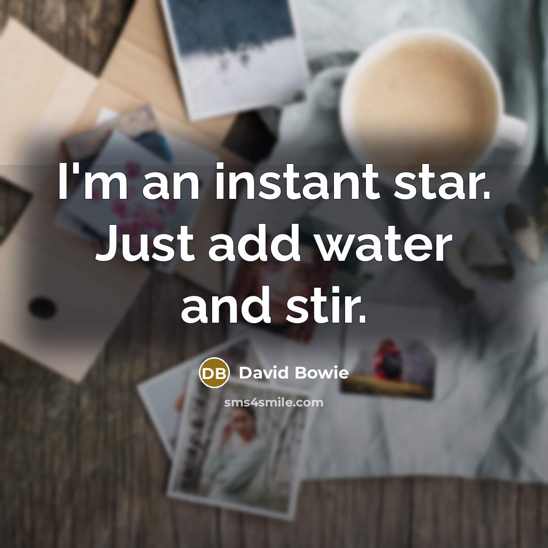 “I'm an instant star. Just add water and stir.…” quote by David Bowie