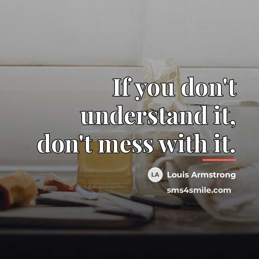 “If you don't understand it, don't mess with it.…” quote by Louis Armstrong