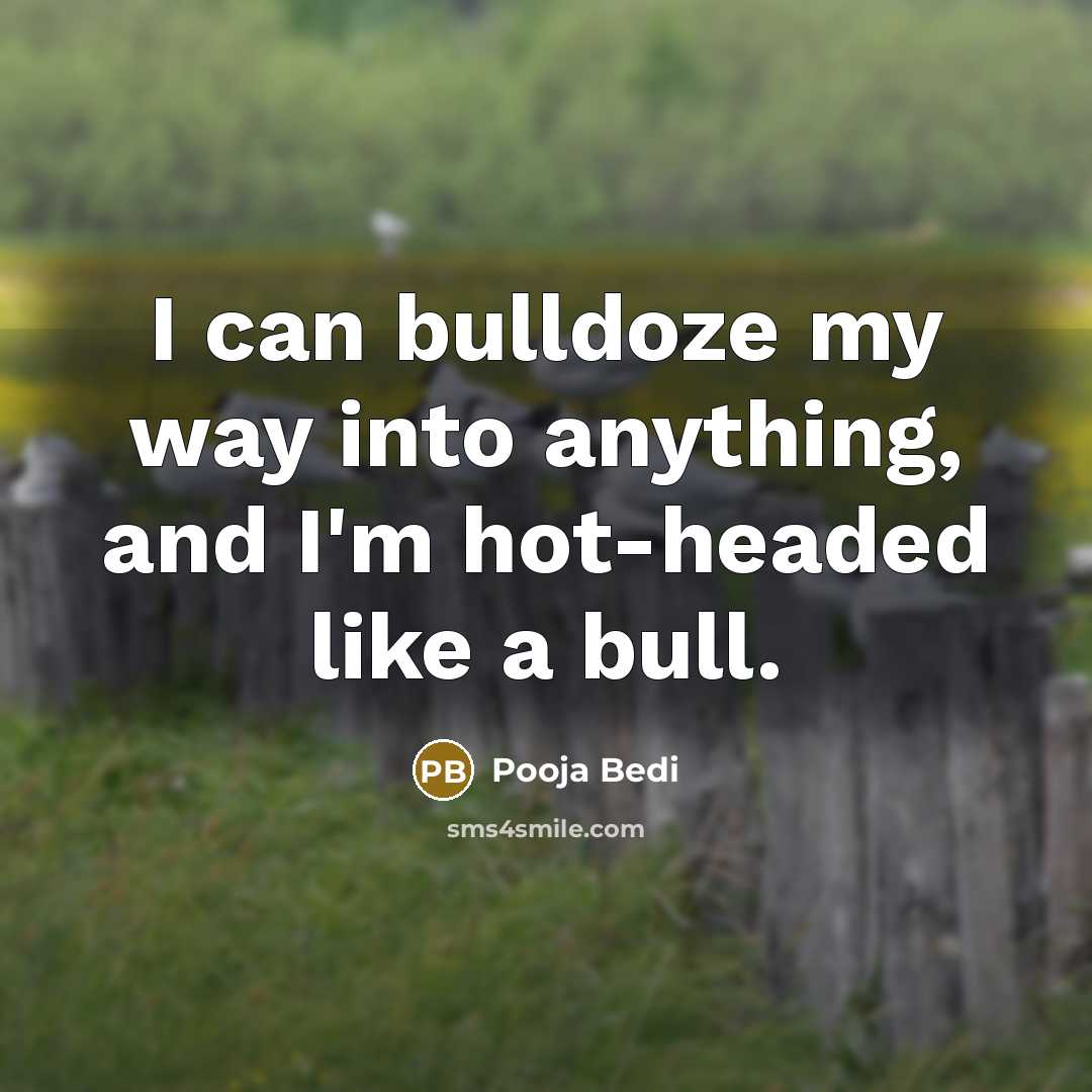 “I can bulldoze my way into anything, and I'm hot-headed…” quote by Pooja Bedi