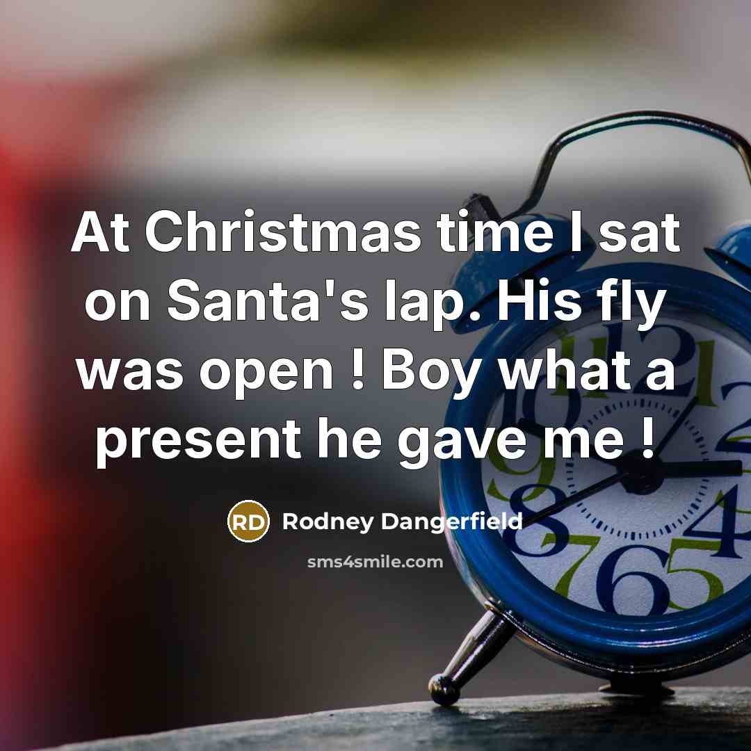 “At Christmas time I sat on Santa's lap. His fly…” quote by Rodney Dangerfield