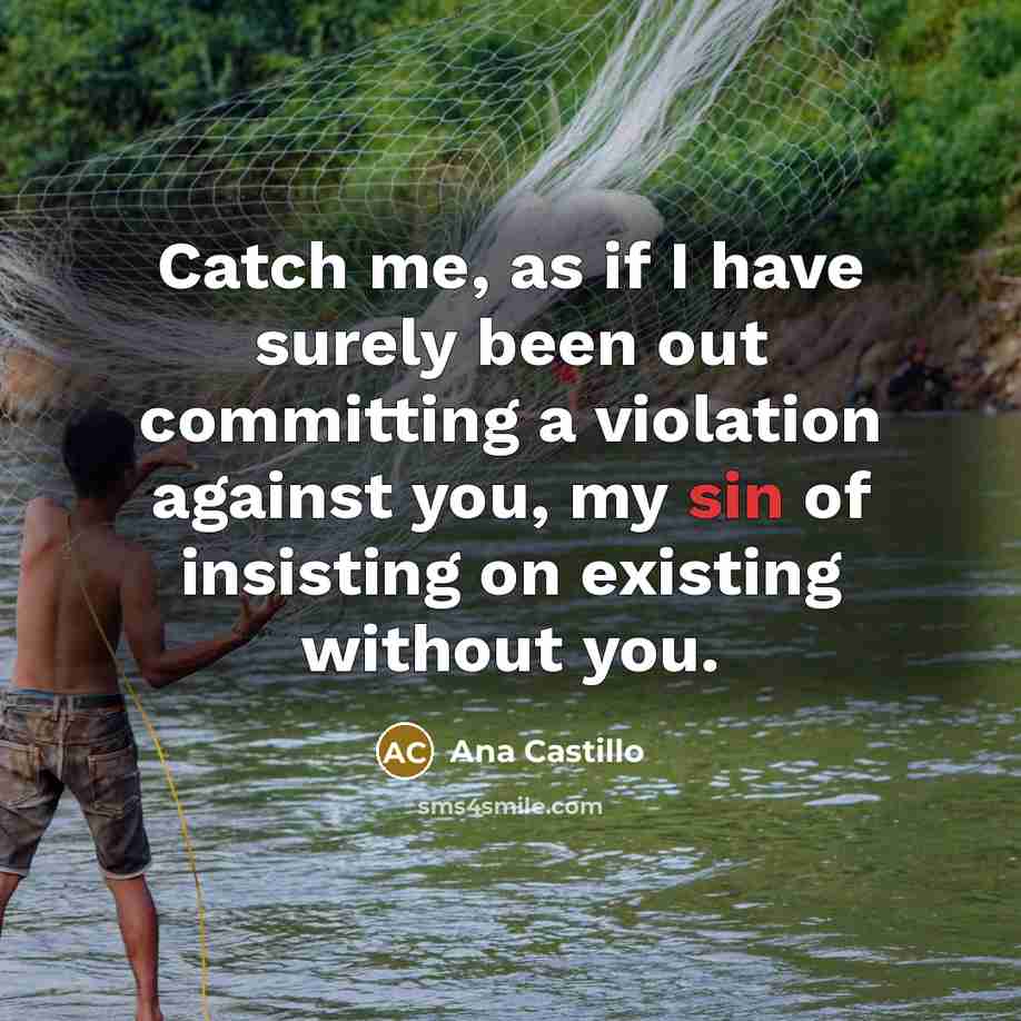 “Catch me, as if I have surely been out committing…” quote by Ana Castillo