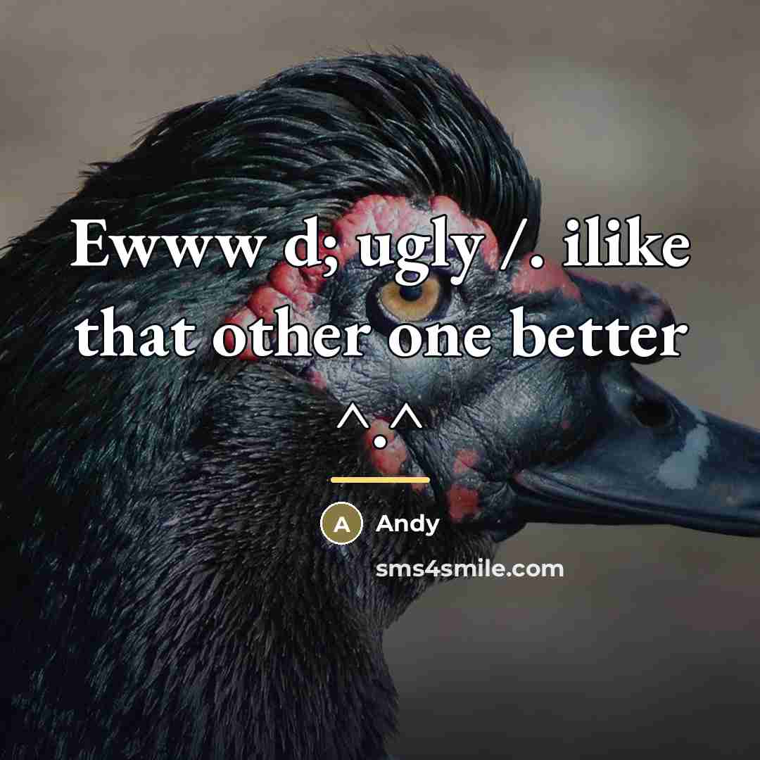 “Ewww d; ugly /. ilike that other one better ^.^…” quote by Andy