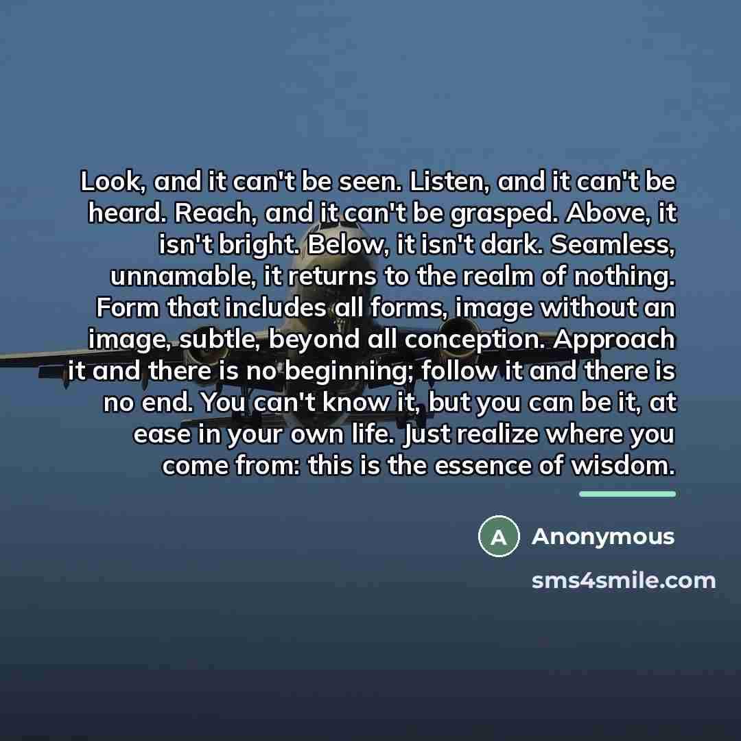 “Look, and it can't be seen. Listen, and it can't…” quote by Anonymous