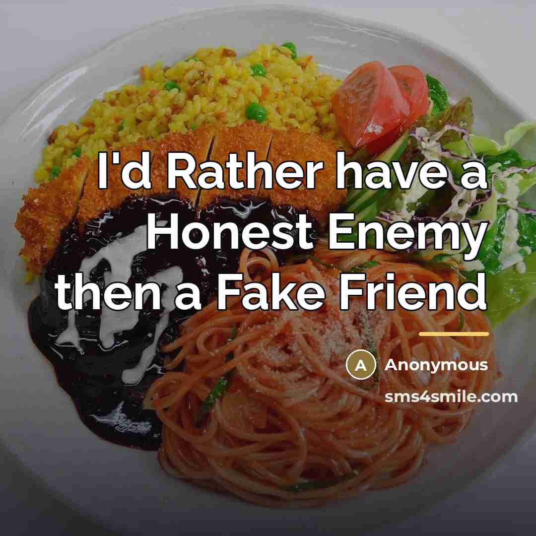 “I'd Rather have a Honest Enemy then a Fake Friend…” quote by Anonymous