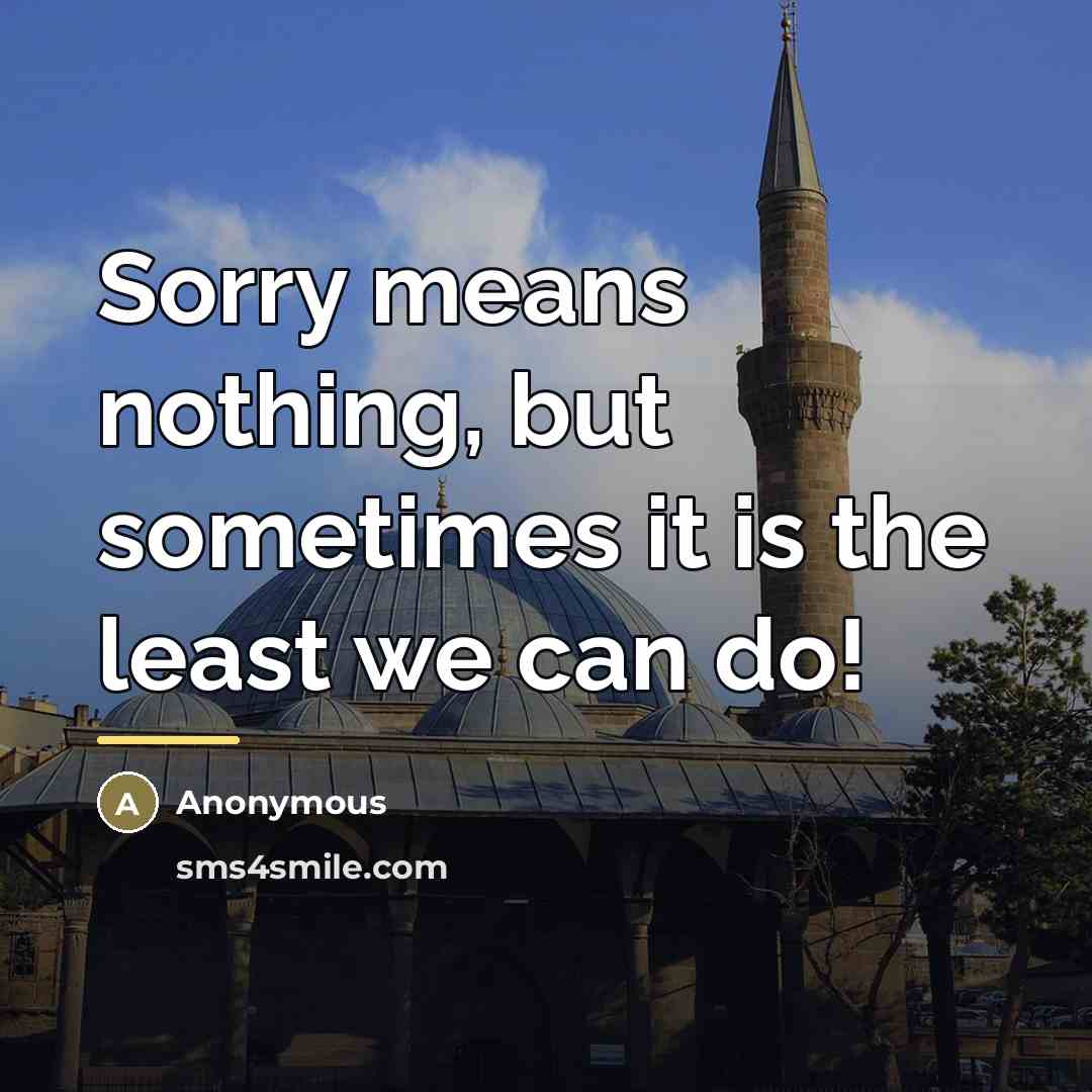 “Sorry means nothing, but sometimes it is the least we…” quote by Anonymous