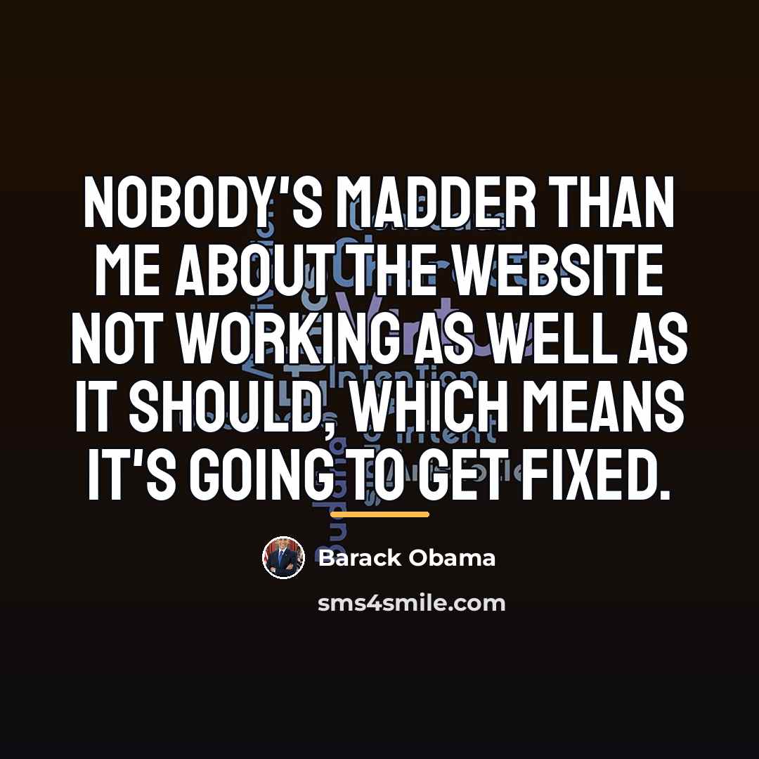 “Nobody's madder than me about the website not working as…” quote by Barack Obama