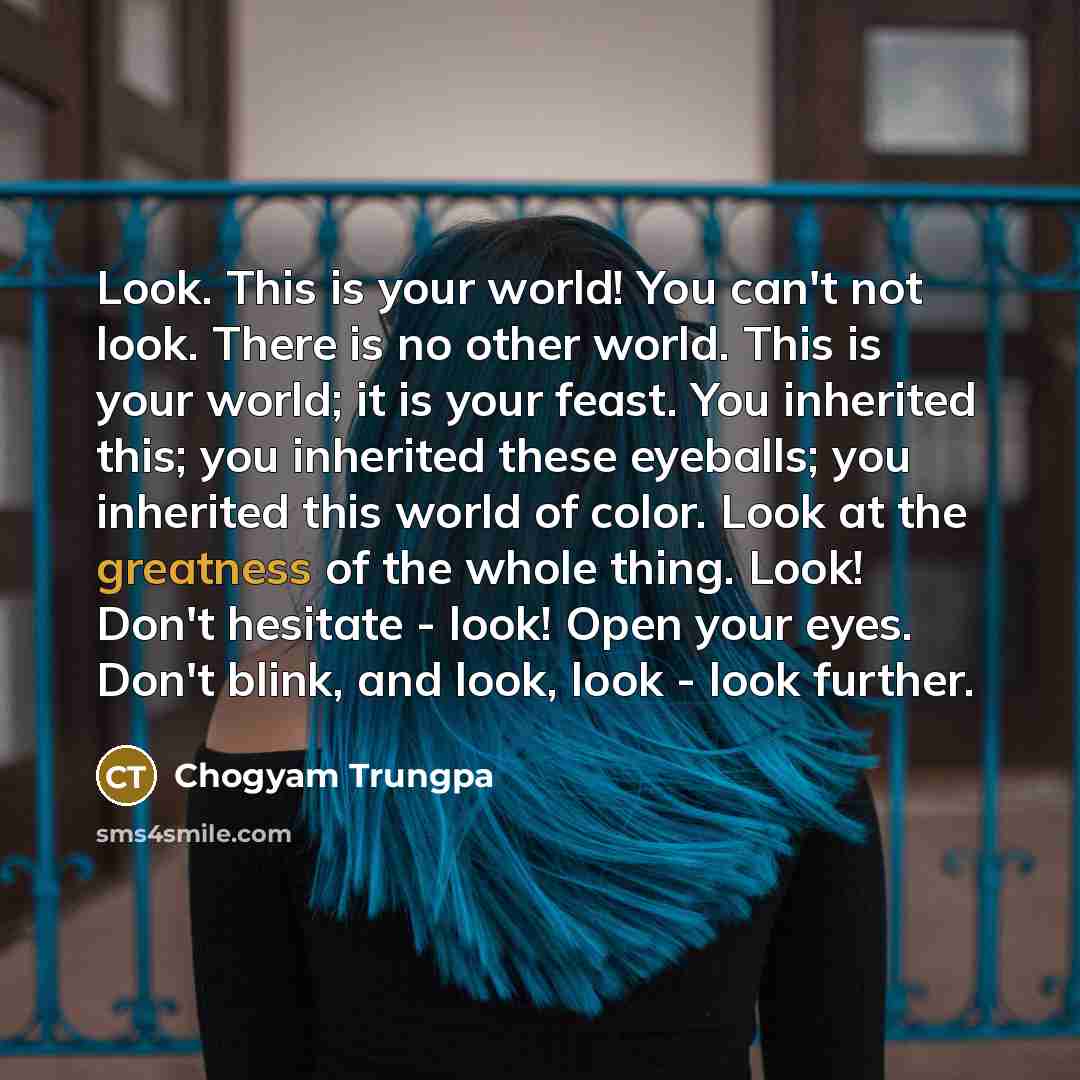 “Look. This is your world! You can't not look. There…” quote by Chogyam Trungpa