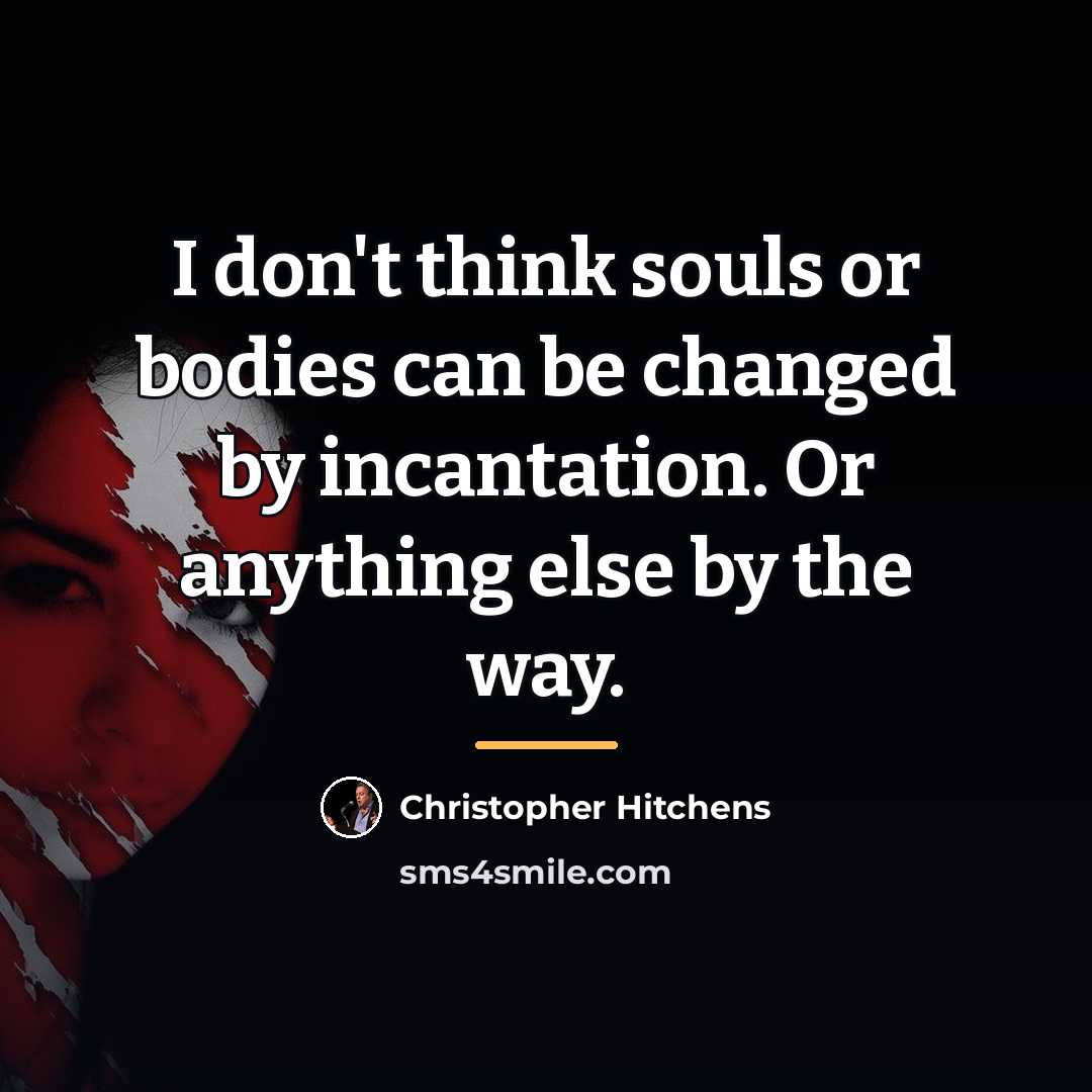 “I don't think souls or bodies can be changed by…” quote by Christopher Hitchens