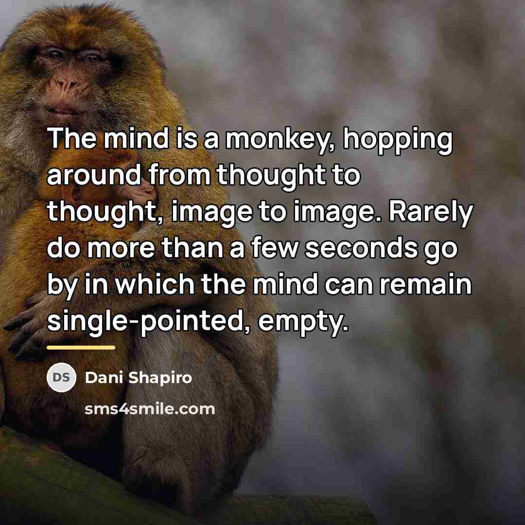 “The mind is a monkey, hopping around from thought to…” quote by Dani Shapiro