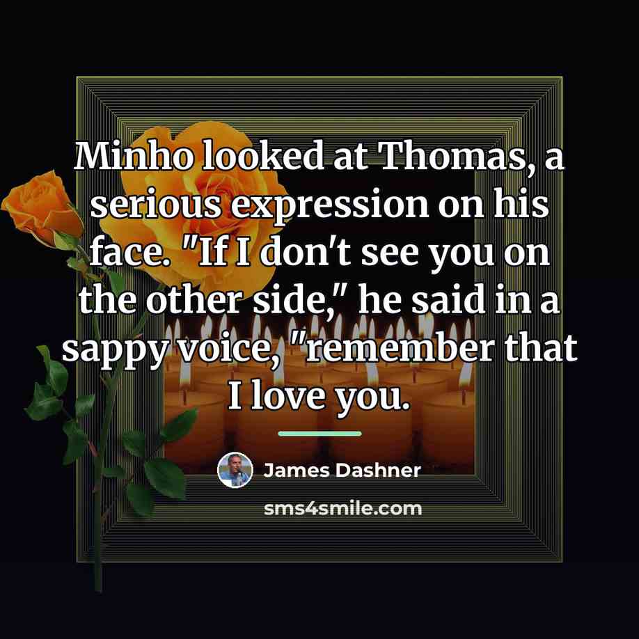 “Minho looked at Thomas, a serious expression on his face.…” quote by James Dashner