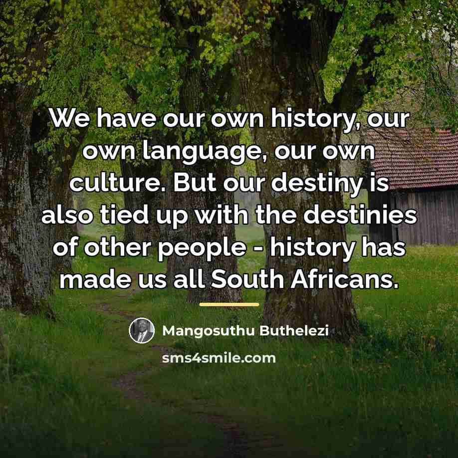“We have our own history, our own language, our own…” quote by Mangosuthu Buthelezi