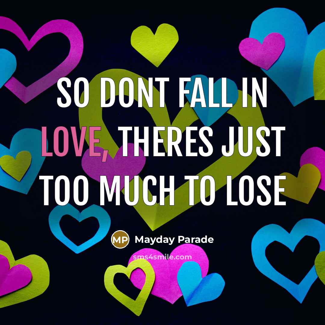 “So dont fall in love, theres just too much to…” quote by Mayday Parade