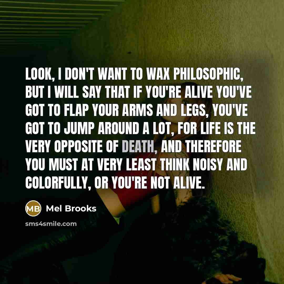 “Look, I don't want to wax philosophic, but I will…” quote by Mel Brooks