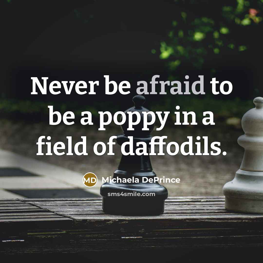 “Never be afraid to be a poppy in a field…” quote by Michaela DePrince