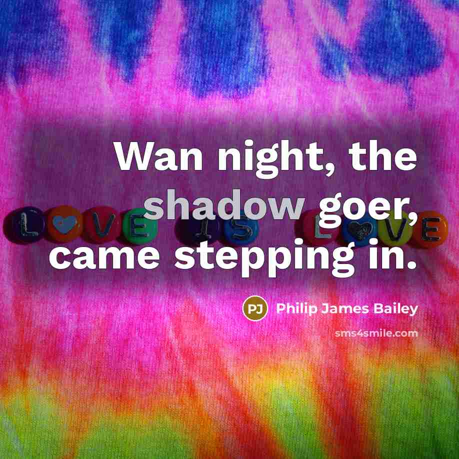 “Wan night, the shadow goer, came stepping in.…” quote by Philip James Bailey