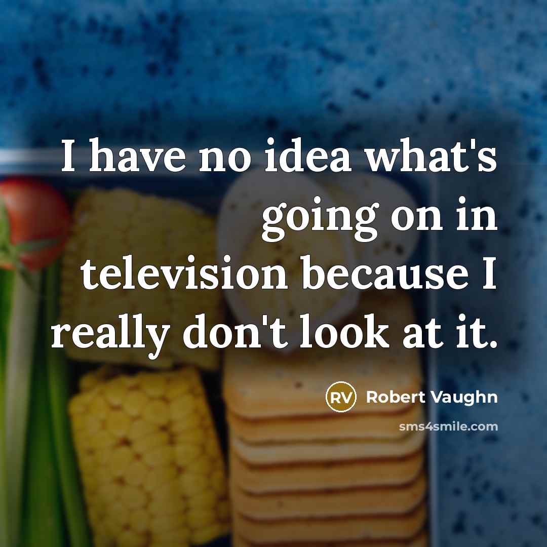 “I have no idea what's going on in television because…” quote by Robert Vaughn