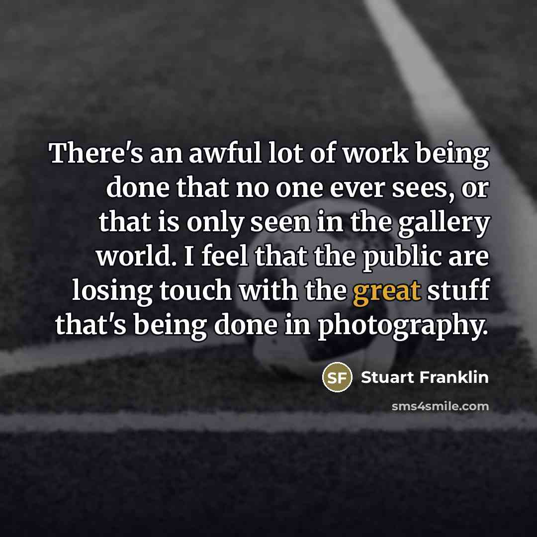 “There's an awful lot of work being done that no…” quote by Stuart Franklin