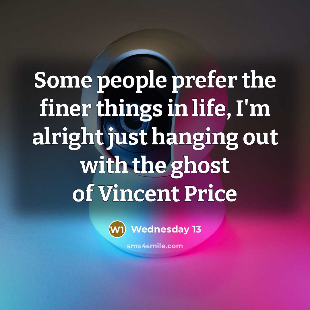“Some people prefer the finer things in life, I'm alright…” quote by Wednesday 13