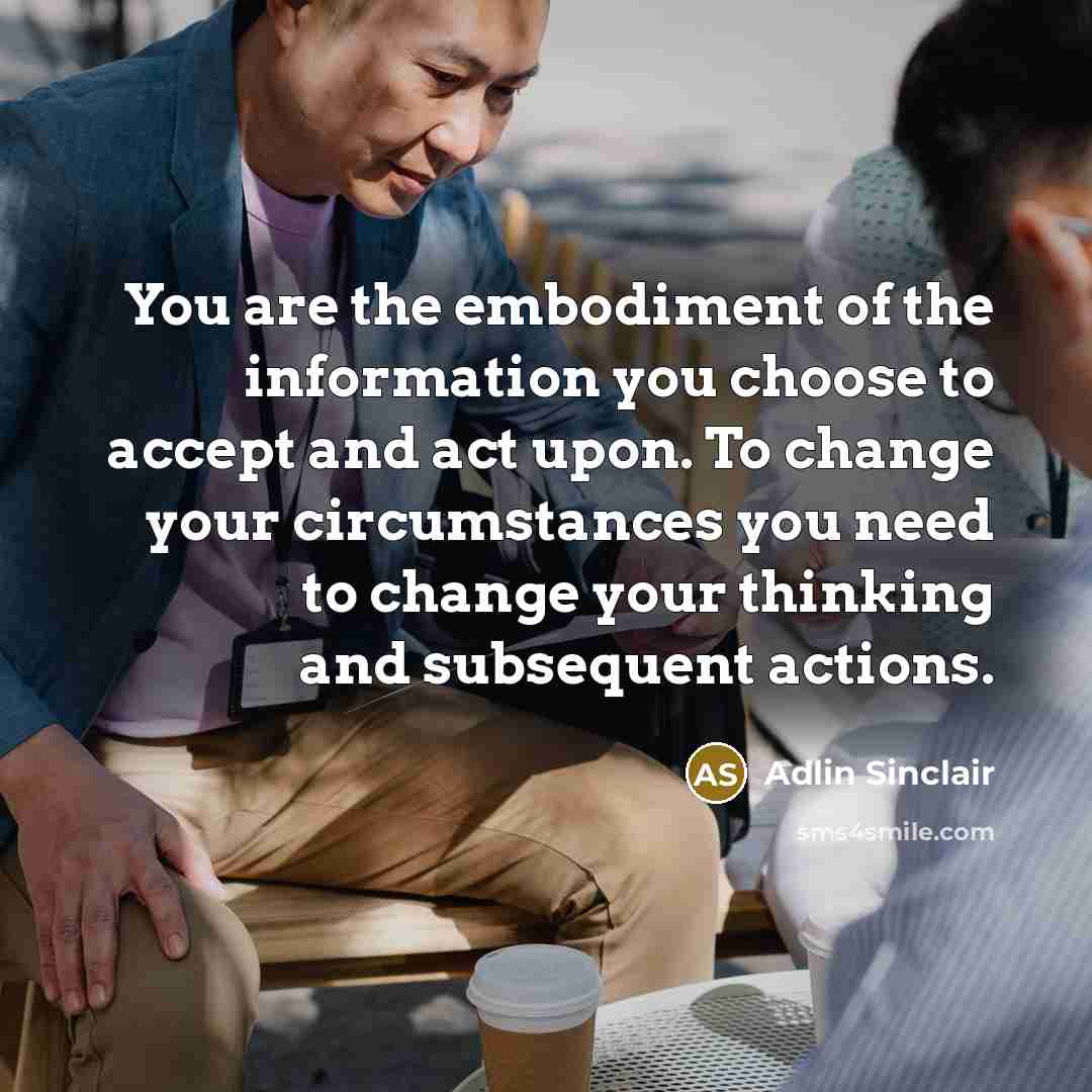 “You are the embodiment of the information you choose to…” quote by Adlin Sinclair