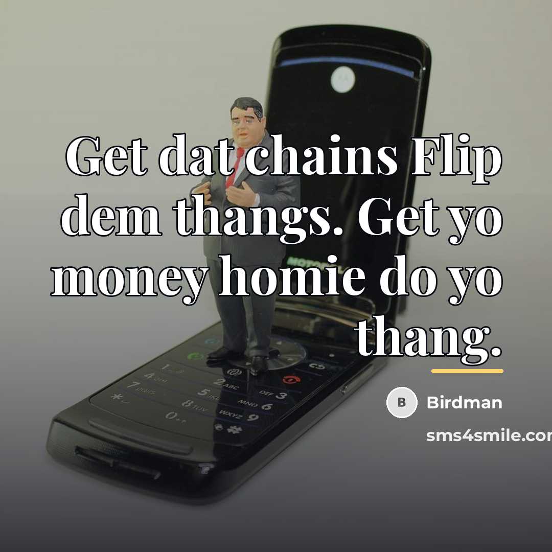 “Get dat chains Flip dem thangs. Get yo money homie…” quote by Birdman