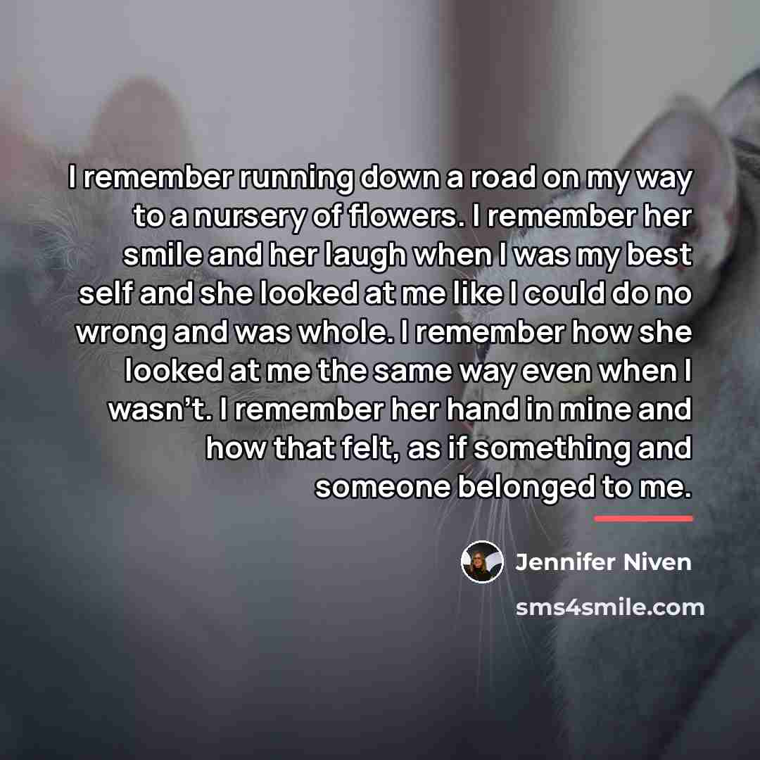“I remember running down a road on my way to…” quote by Jennifer Niven