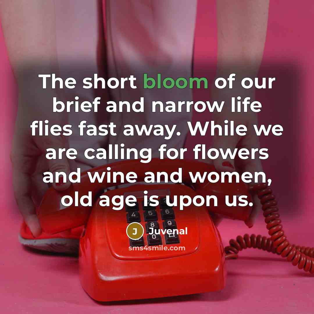 “The short bloom of our brief and narrow life flies…” quote by Juvenal