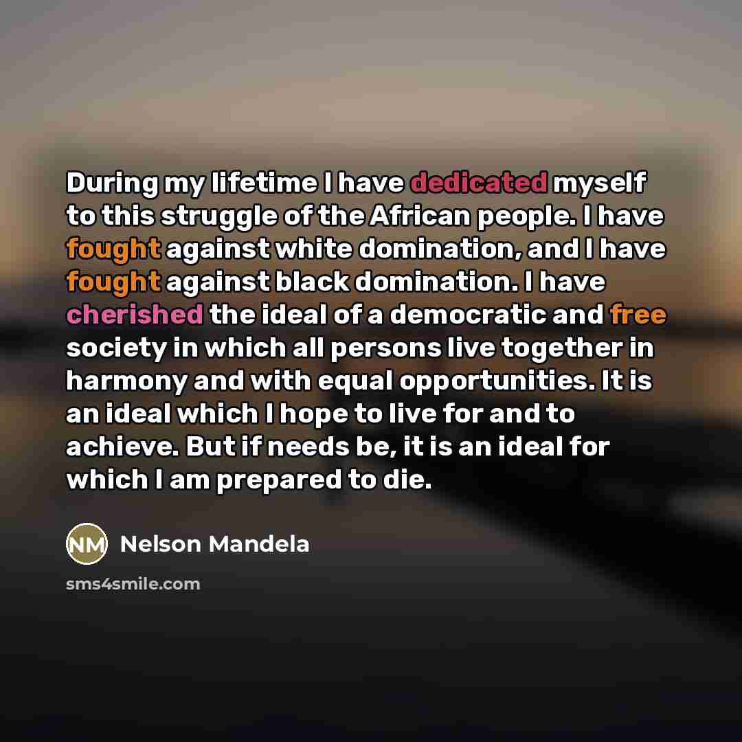 “During my lifetime I have dedicated myself to this struggle…” quote by Nelson Mandela