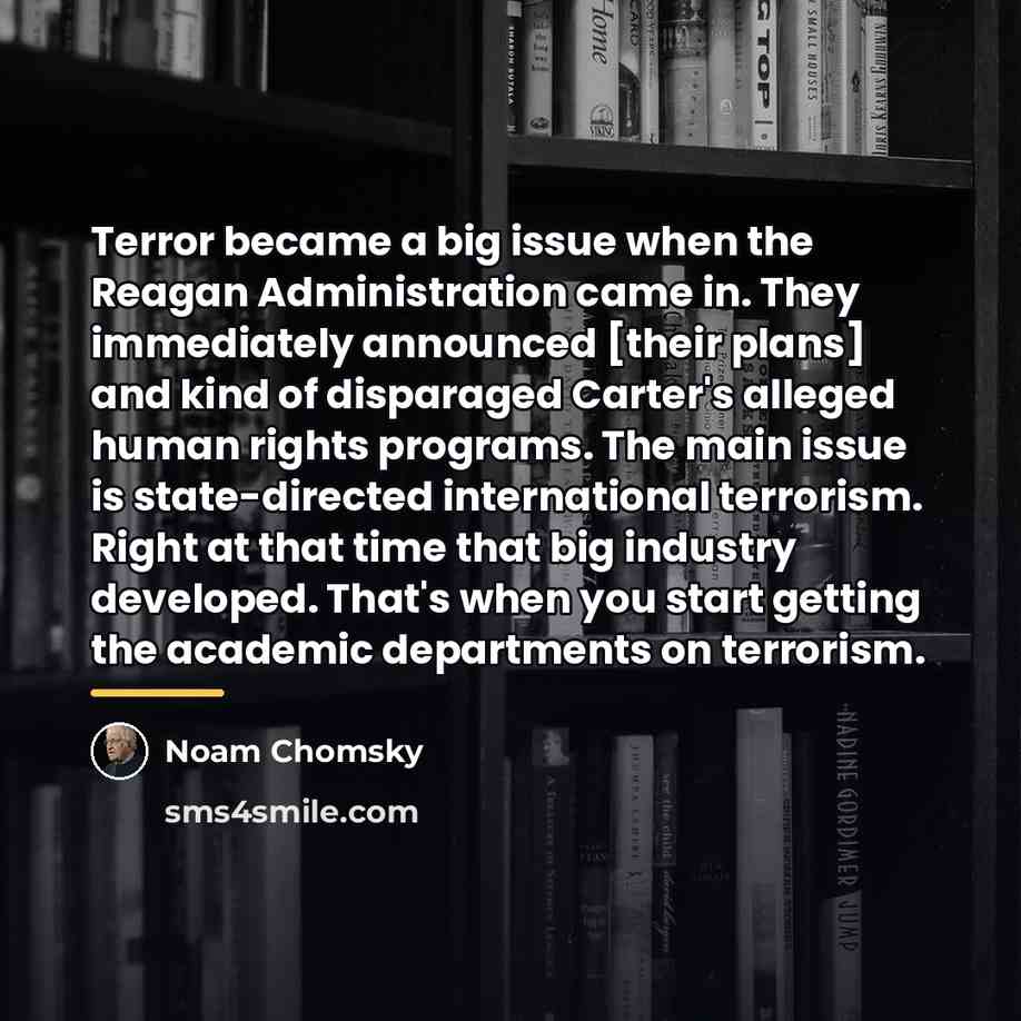 “Terror became a big issue when the Reagan Administration came…” quote by Noam Chomsky