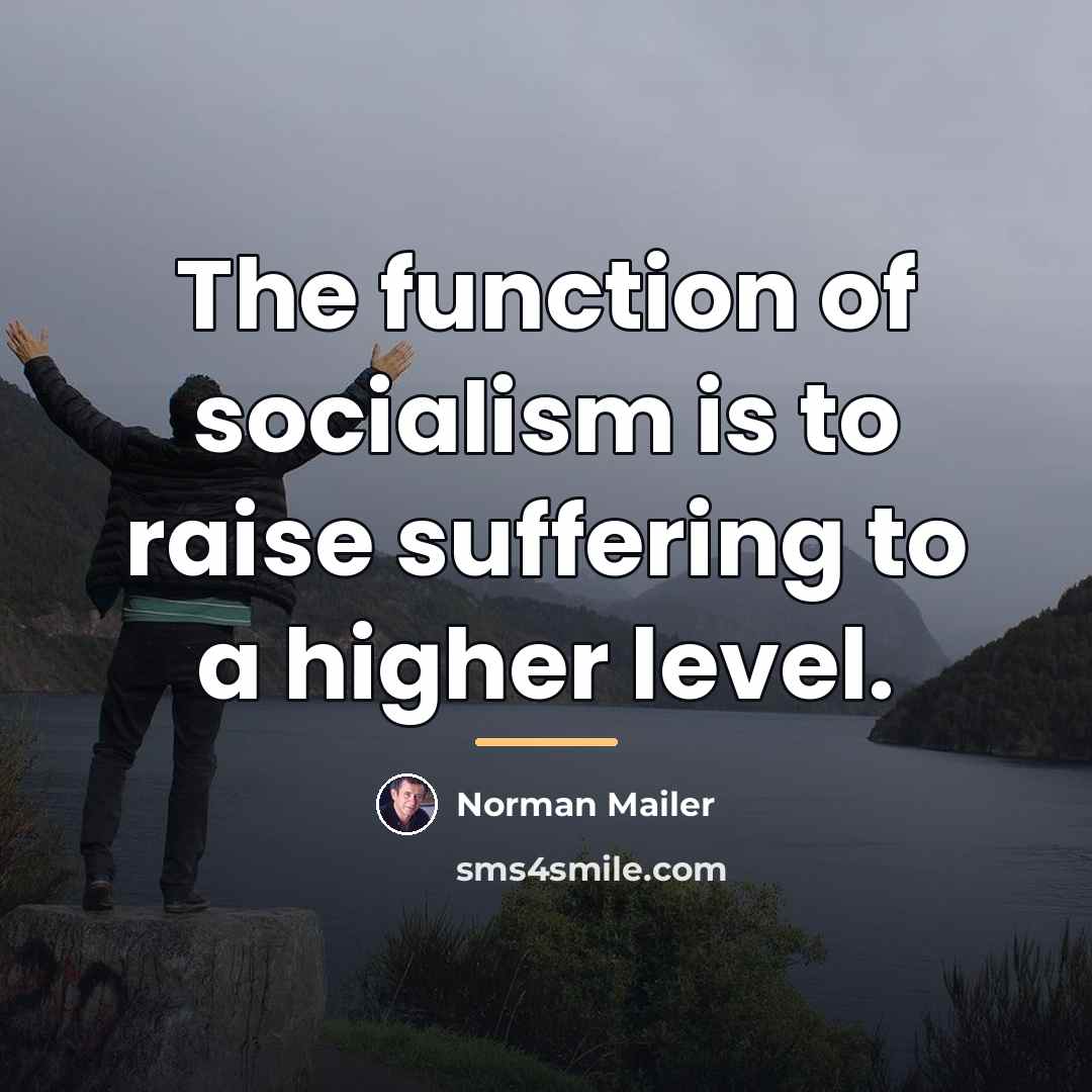 “The function of socialism is to raise suffering to a…” quote by Norman Mailer