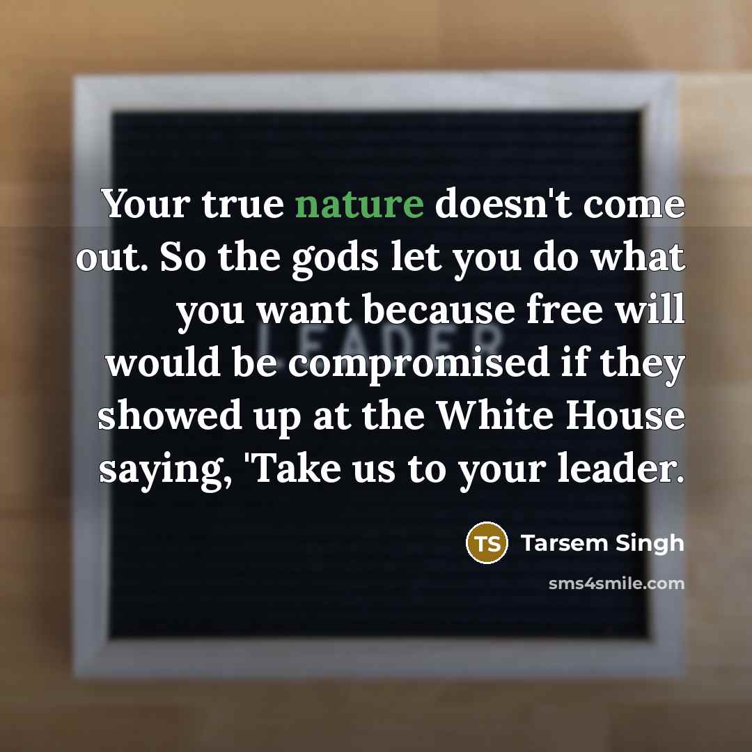 “Your true nature doesn't come out. So the gods let…” quote by Tarsem Singh