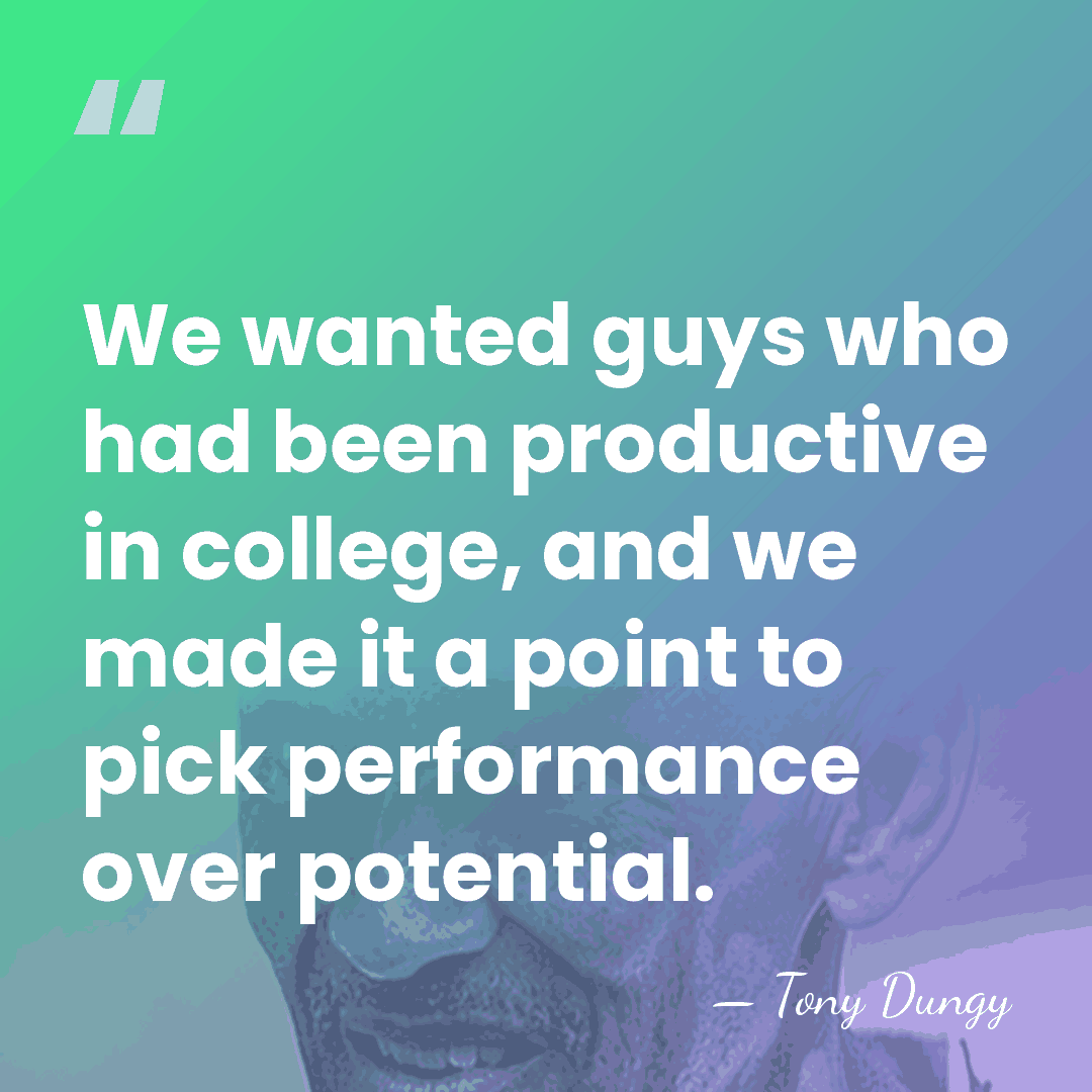We wanted guys who had been productive in college, and we made&hellip; - Tony Dungy
