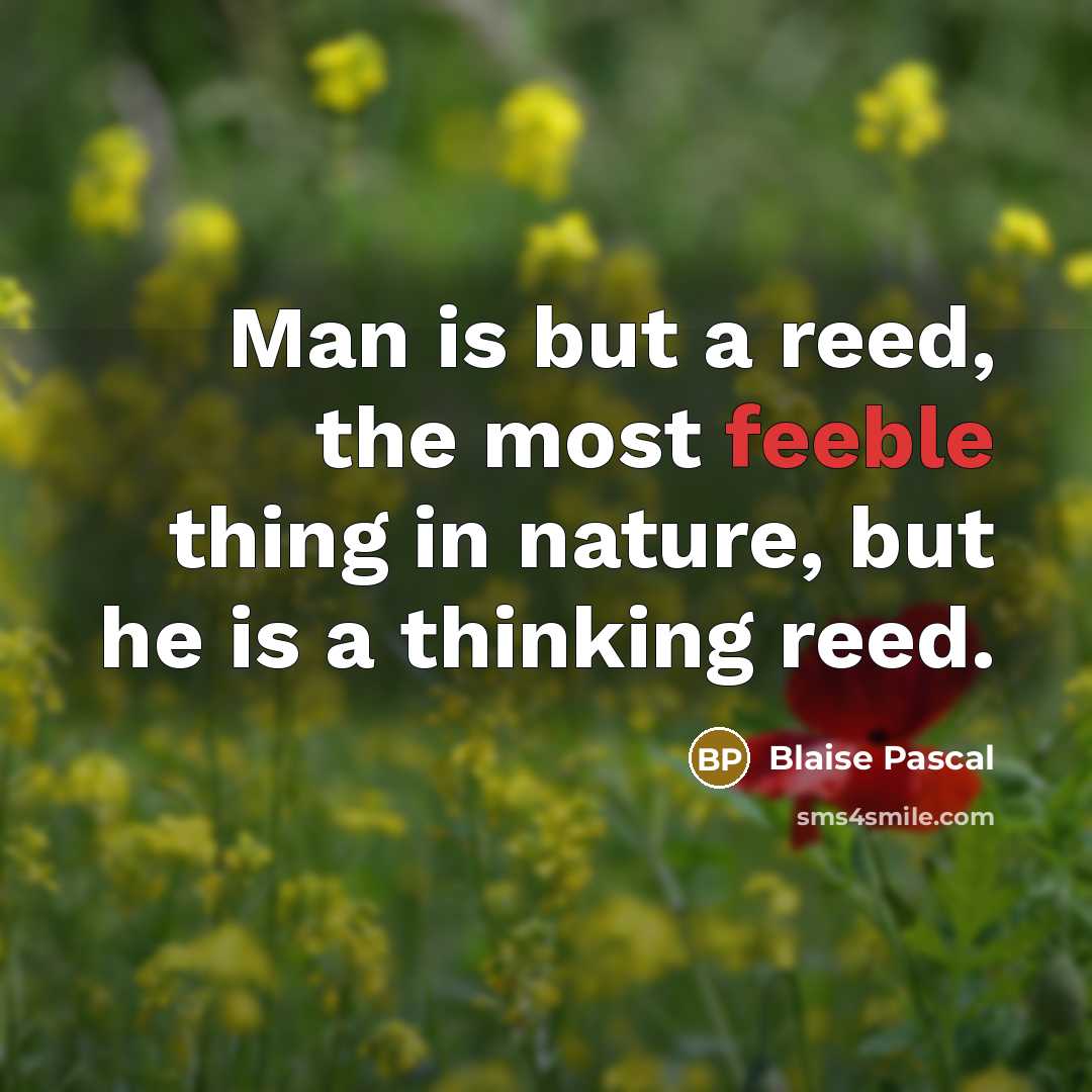 “Man is but a reed, the most feeble thing in nature, but he is a thinking reed.” quote by Blaise Pascal