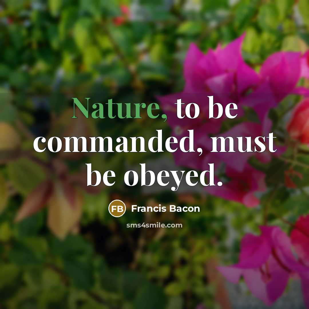 “Nature, to be commanded, must be obeyed.…” quote by Francis Bacon