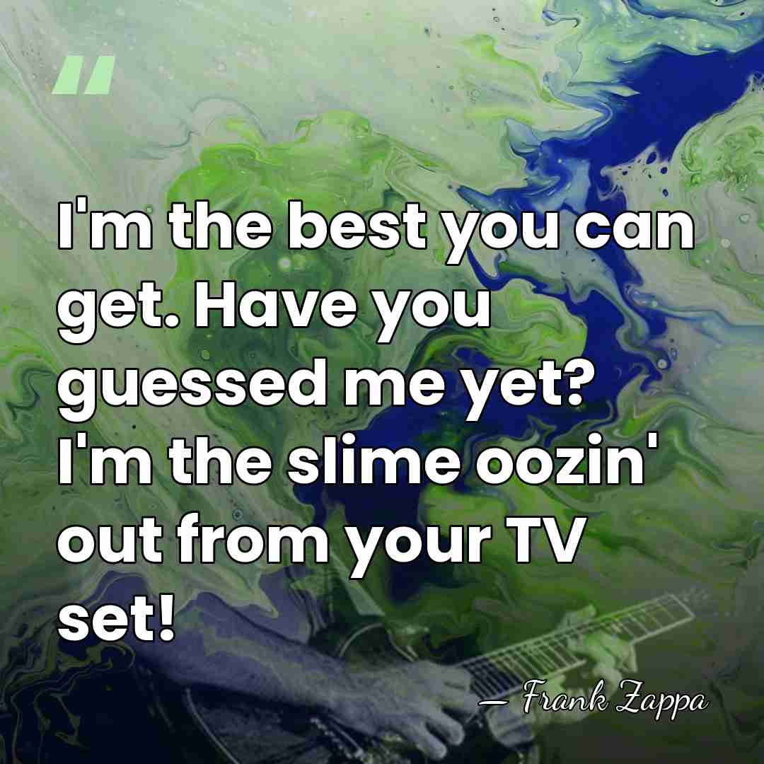 I'm the best you can get. Have you guessed me yet? I'm&hellip; - Frank Zappa