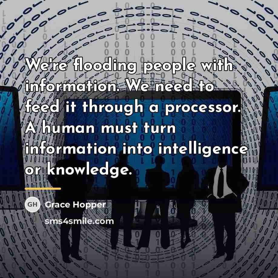 “We're flooding people with information. We need to feed it…” quote by Grace Hopper