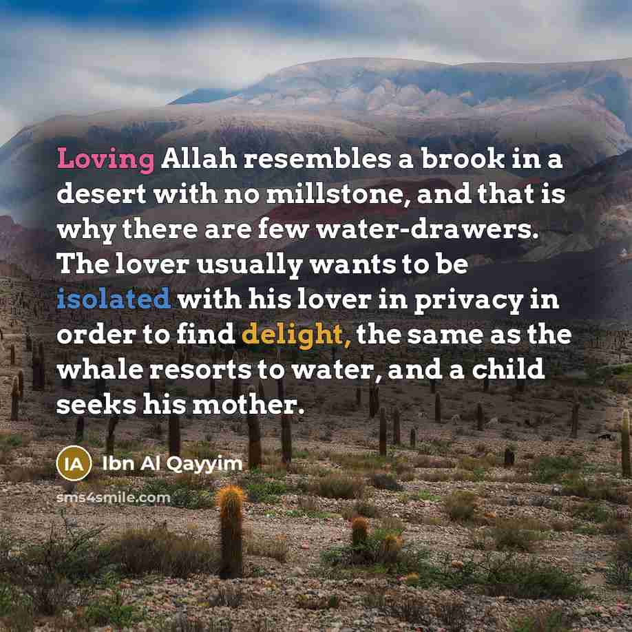 “Loving Allah resembles a brook in a desert with no…” quote by Ibn Al Qayyim