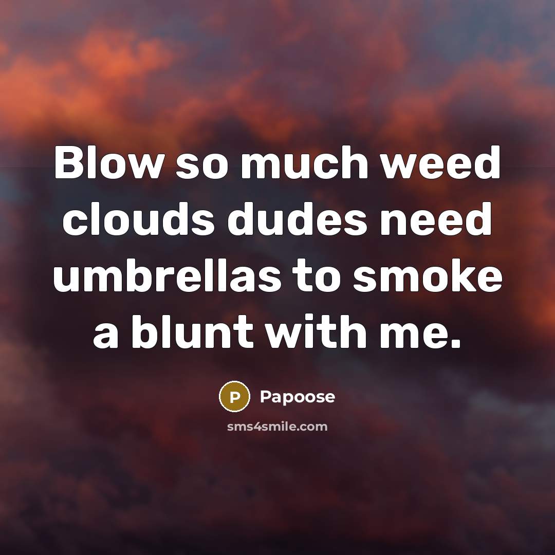 “Blow so much weed clouds dudes need umbrellas to smoke…” quote by Papoose