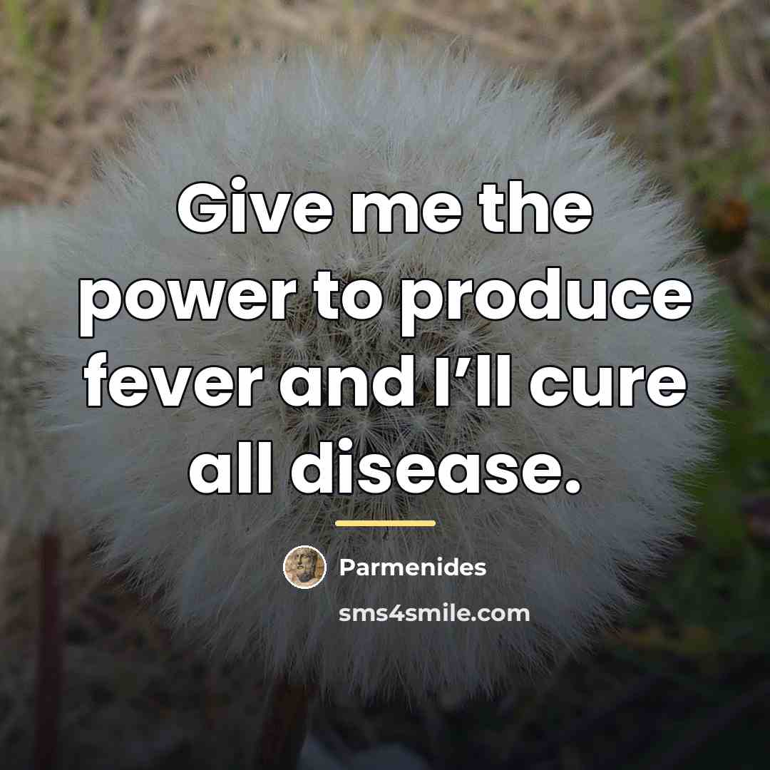 “Give me the power to produce fever and I’ll cure…” quote by Parmenides