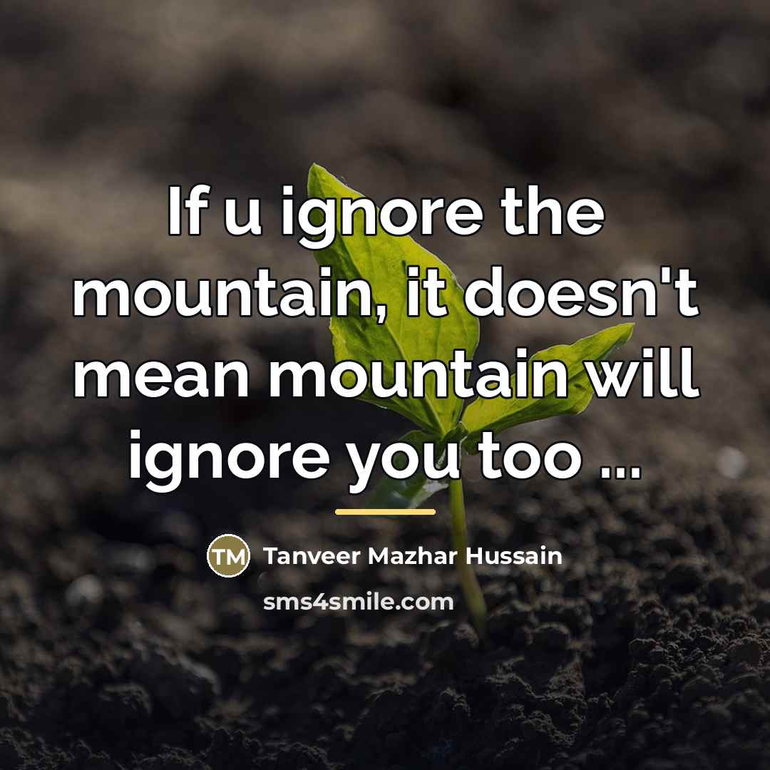 “If u ignore the mountain, it doesn't mean mountain will…” quote by Anonymous