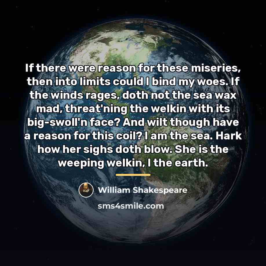 “If there were reason for these miseries, then into limits…” quote by William Shakespeare