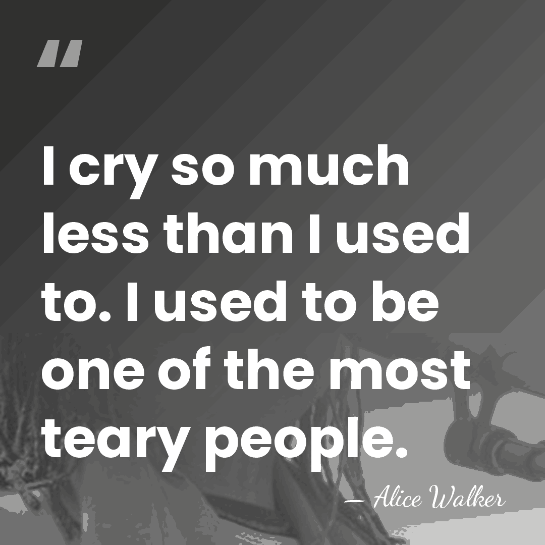 I cry so much less than I used to. I used to&hellip; - Alice Walker