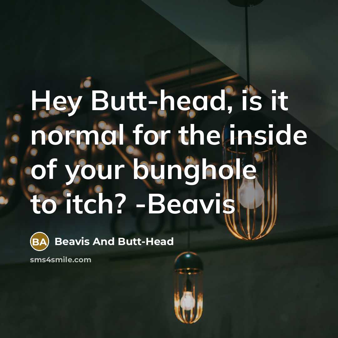 “Hey Butt-head, is it normal for the inside of your bunghole to itch? -Beavis” quote by Beavis And Butt-Head