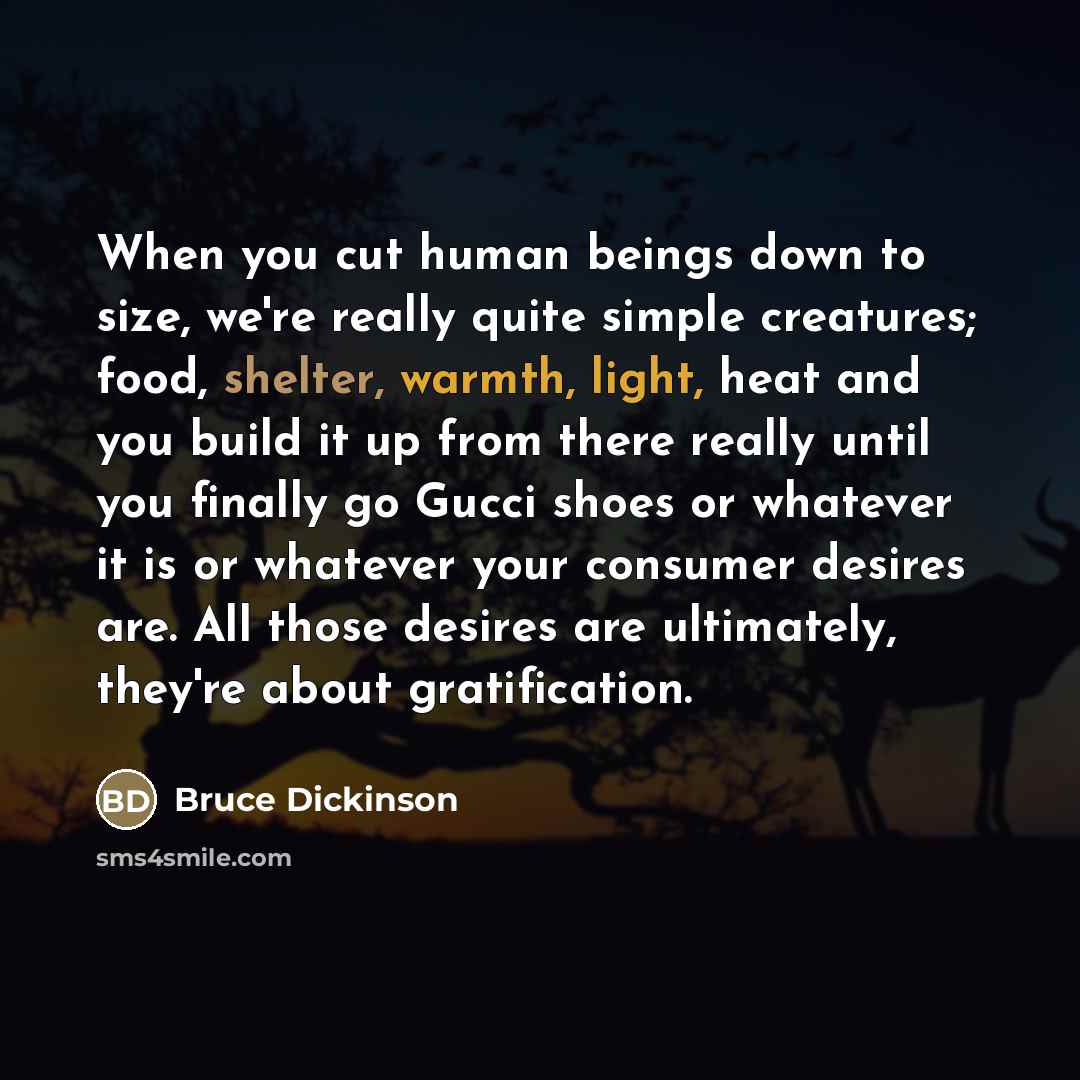 “When you cut human beings down to size, we're really…” quote by Bruce Dickinson