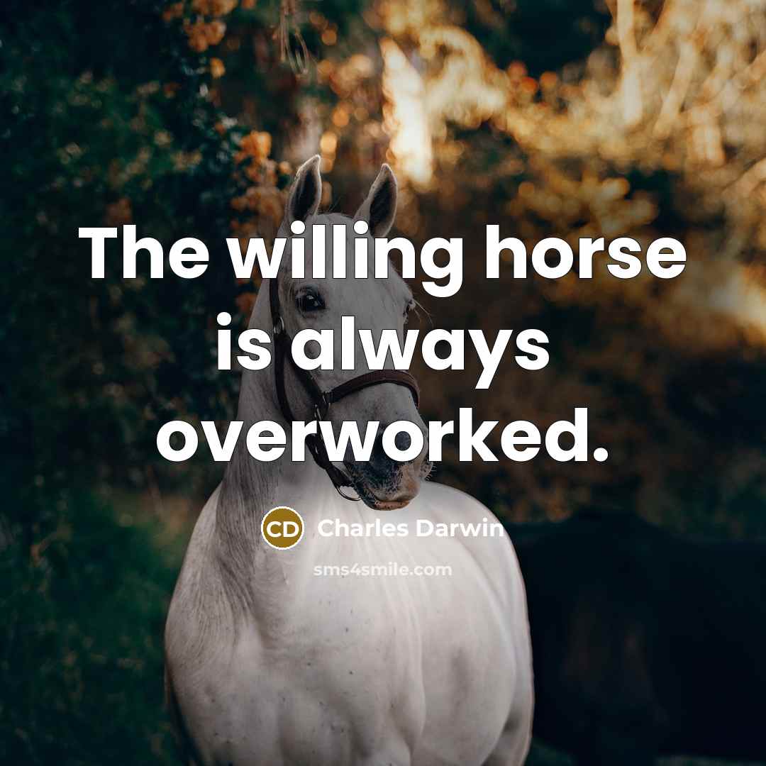 “The willing horse is always overworked.…” quote by Charles Darwin