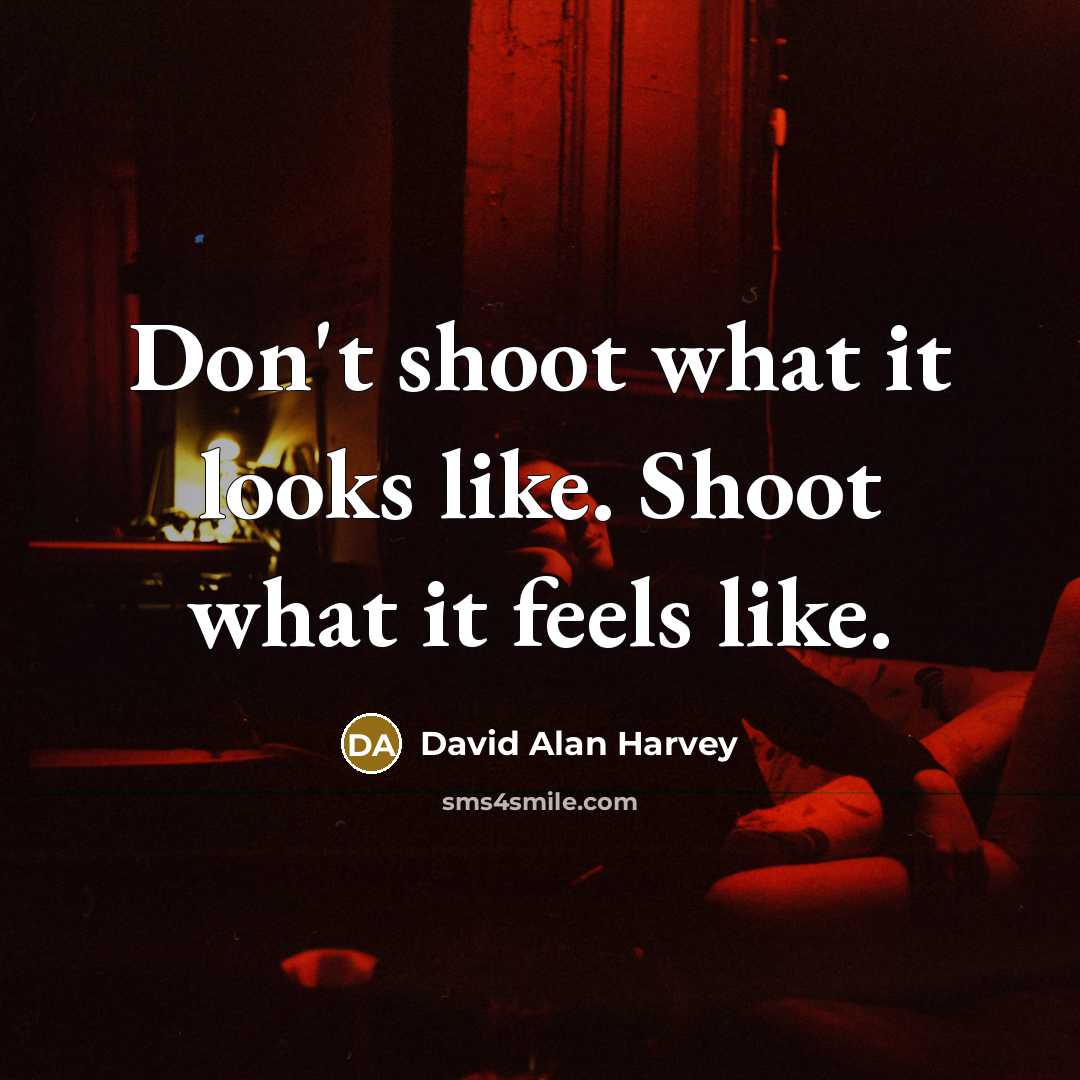 “Don't shoot what it looks like. Shoot what it feels…” quote by David Alan Harvey